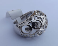 Load image into Gallery viewer, Large Silver Tone Hollowed Ring with Diamantes (size 8)
