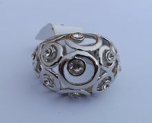 Load image into Gallery viewer, Large Silver Tone Hollowed Ring with Diamantes (size 8)
