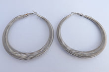 Load image into Gallery viewer, Large Spring Style Silver Tone Hoop Earrings
