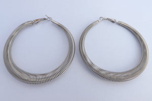 Large Spring Style Silver Tone Hoop Earrings