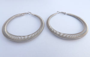 Large Spring Style Silver Tone Hoop Earrings