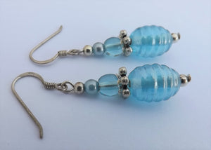 Light Blue Glass Lustre Bead Earrings