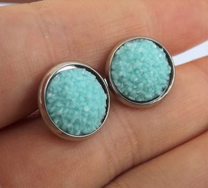 Light Blue Glittery Stud Earrings