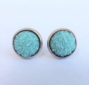 Light Blue Glittery Stud Earrings