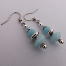 Load image into Gallery viewer, Light Blue Handmade Glass Bead Earrings

