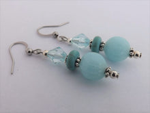 Load image into Gallery viewer, Light Blue Handmade Glass Bead Earrings

