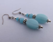 Load image into Gallery viewer, Light Blue Handmade Glass Bead Earrings
