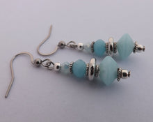 Load image into Gallery viewer, Light Blue Handmade Glass Bead Earrings
