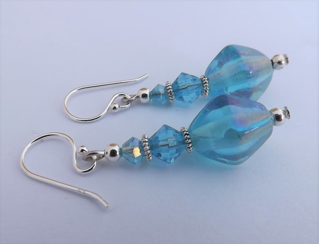 Light Blue Lustre Handmade Bead Earrings