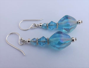 Light Blue Lustre Handmade Bead Earrings