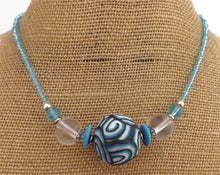 Load image into Gallery viewer, Light Blue, Black &amp; White Koru Chunky Kathryn Design Single Feature Bead Necklace
