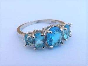 Light Blue & Silver Tone Costume Ring (size 10)
