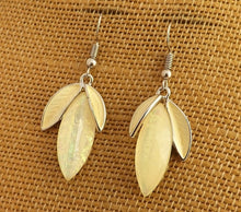 Load image into Gallery viewer, Light Cream &amp; Silver Tone Leaf Earrings
