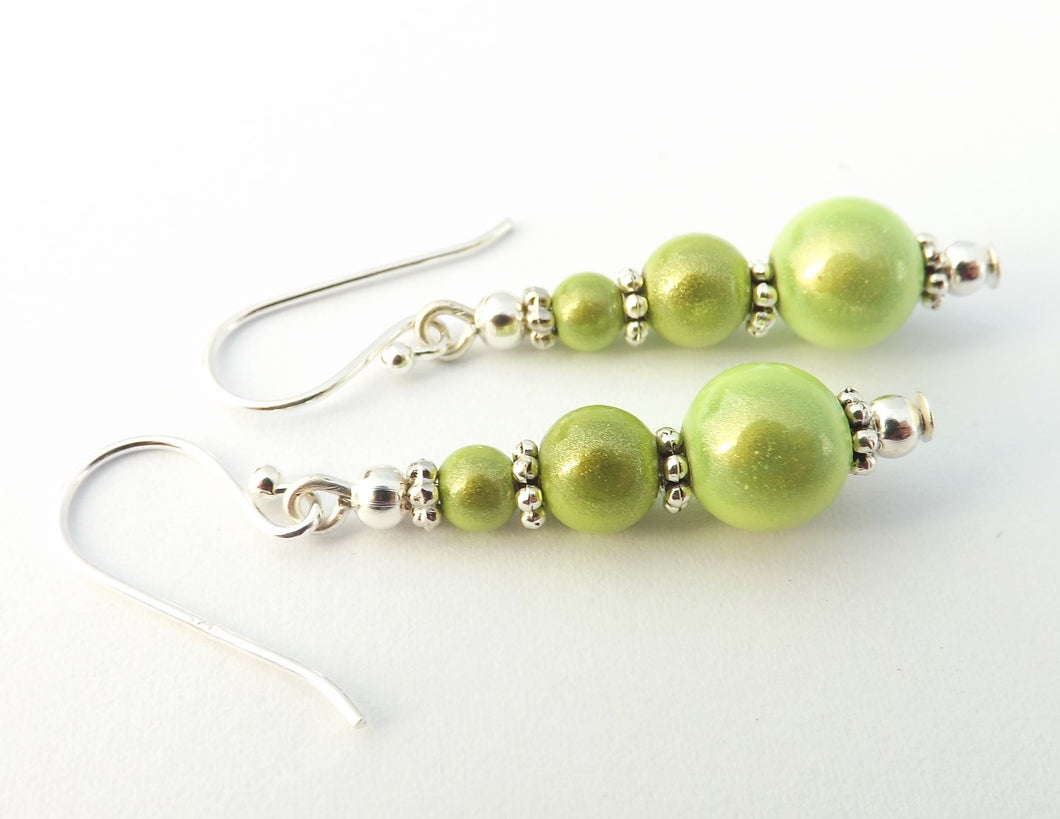 Light Green Magic Bead Earrings