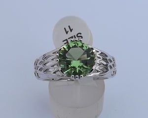 Light Green & Silver Tone Bling Ring (size 11)