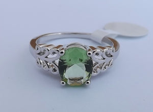 Light Green & Silver Tone Bling Ring (size 11)