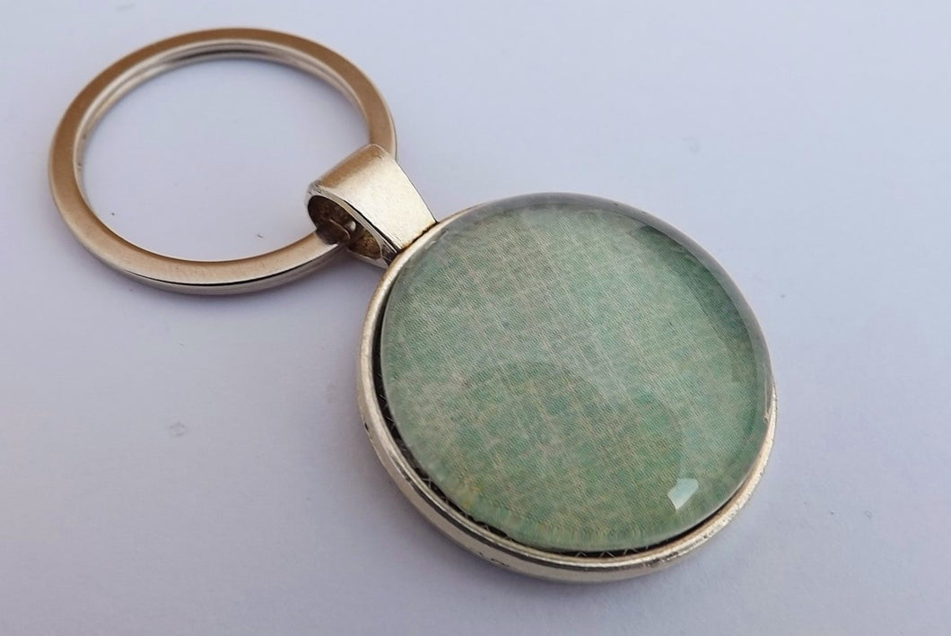 Light Green - Silver Tone Dome Key Ring