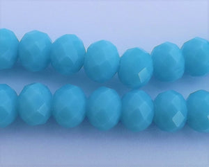 10pcs 6x8mm Light Opaque Aqua Blue Crystal Cut Rondelle Beads - loab