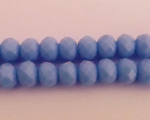 10pcs 6x8mm Light Opaque Royal Blue Crystal Cut Rondelle Beads- lorb