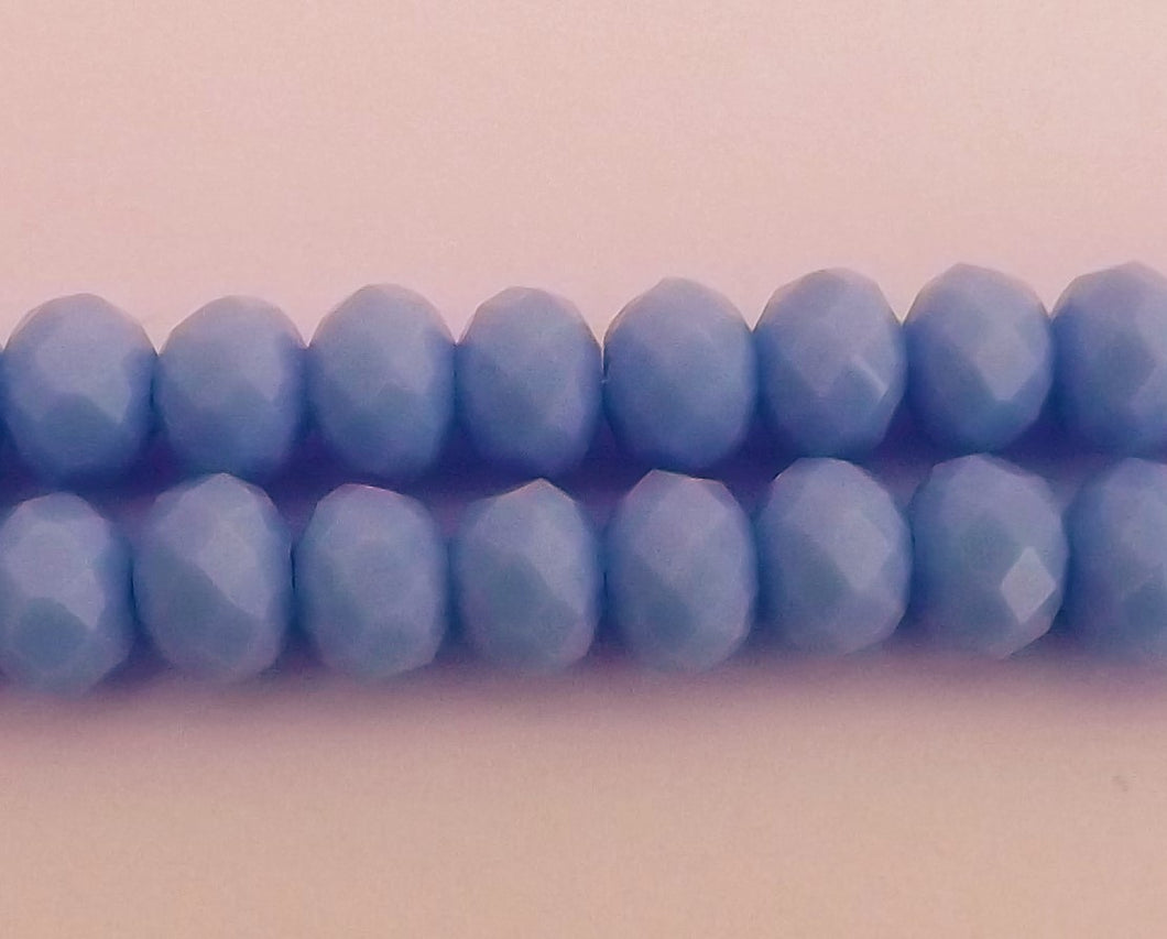 10pcs 6x8mm Light Opaque Royal Blue Crystal Cut Rondelle Beads- lorb