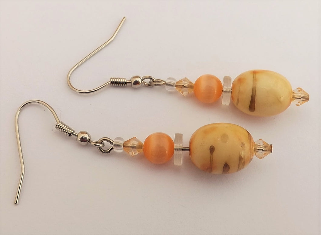 Light Orange Bead Earrings