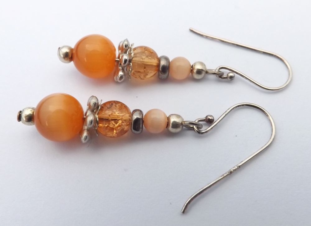 Light Orange Handmade Bead Earrings