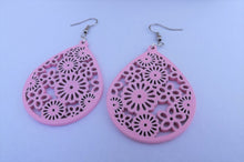 Load image into Gallery viewer, Floral Wood Drop Earrings (multiple colour options)
