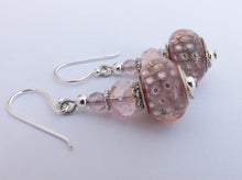 Load image into Gallery viewer, Light Pink Sparkle Acrylic Bead Earrings on Sterling Silver Hooks
