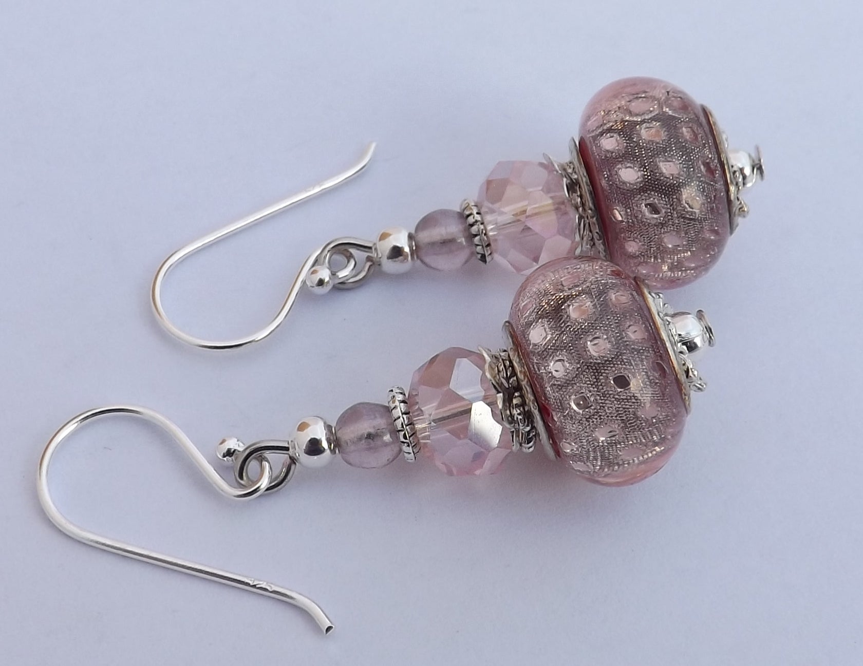 Light Pink Sparkle Acrylic Bead Earrings on Sterling Silver Hooks – Kathryn Design  Jewellery
