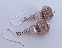 Load image into Gallery viewer, Light Pink Sparkle Acrylic Bead Earrings on Sterling Silver Hooks
