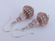 Load image into Gallery viewer, Light Pink Sparkle Acrylic Bead Earrings on Sterling Silver Hooks
