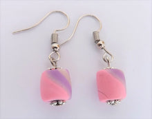 Load image into Gallery viewer, Light Pink &amp; Purple Kathryn Design Bead Drop Earrings
