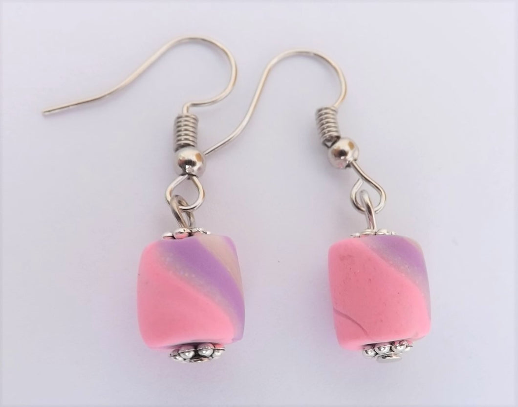 Light Pink & Purple Kathryn Design Bead Drop Earrings