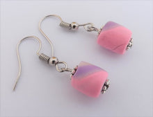 Load image into Gallery viewer, Light Pink &amp; Purple Kathryn Design Bead Drop Earrings
