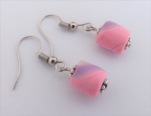 Light Pink & Purple Kathryn Design Bead Drop Earrings