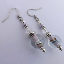 Load image into Gallery viewer, Light Purple &amp; Silver Handmade Glass Bead Earrings
