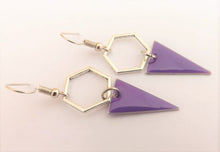 Load image into Gallery viewer, Lighter Purple &amp; Silver Tone Geometric Drop Earrings
