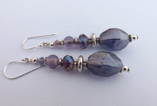Load image into Gallery viewer, Long Purple Glass Bead Earrings
