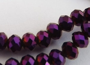 6x8mm Metallic Purple AB Lustre Crystal Rondelle Beads