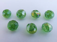 Load image into Gallery viewer, 6x8mm Green AB Lustre Crystal Cut Rondelle Beads
