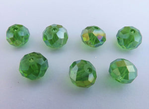 6x8mm Green AB Lustre Crystal Cut Rondelle Beads