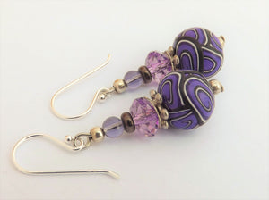 Mid Purple Koru Kathryn Design earrings on Sterling Silver Hooks