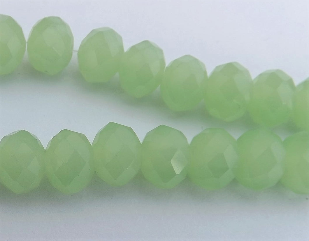 6x8mm Milky Opaque Light Green Crystal Cut Rondelle Beads - vlmog