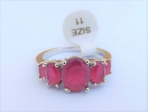 Milky Pink & Silver Tone Costume Ring (size 11)