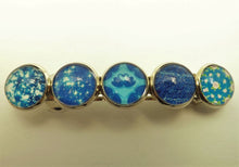 Load image into Gallery viewer, Mixed Blue on Silver Tone Dome Barrette Hairclip
