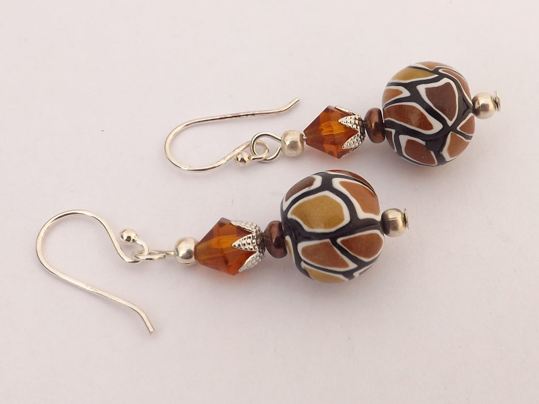 Mixed Brown Kathryn Design bead earrings on Sterling Silver Hooks