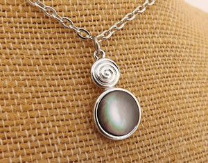 Mother of Pearl & Silver Tone Pendant Necklace