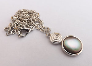 Mother of Pearl & Silver Tone Pendant Necklace