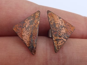 Mottled Copper Style Vintage Stud Earrings