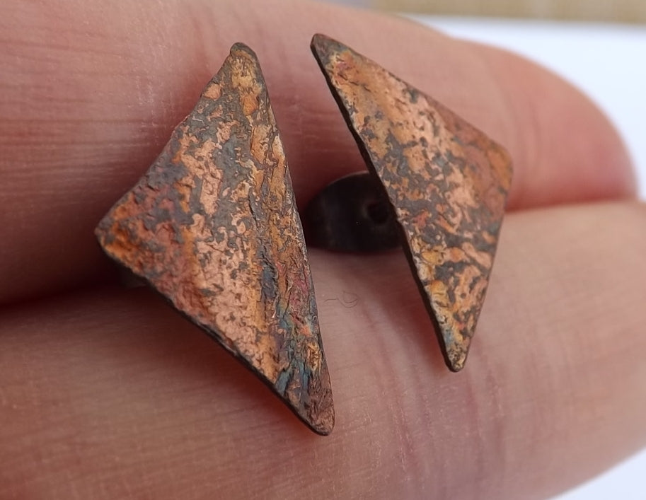 Mottled Copper Style Vintage Stud Earrings